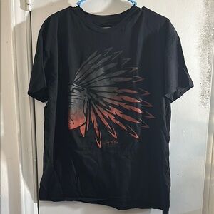 Black Graphic T-Shirt with Red Design